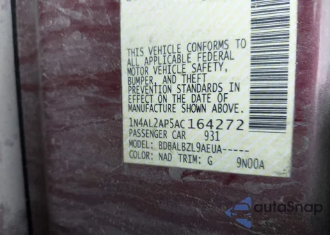 2010 Nissan Altima 2.5 S z USA, uszkodzony, nr VIN 1N4AL2AP5AC164272